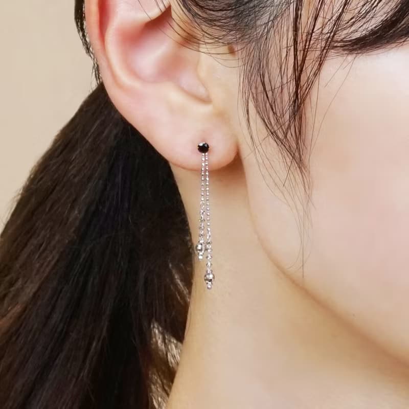 【Palette】 雙鏡面耳環墜飾 (10K 白金)