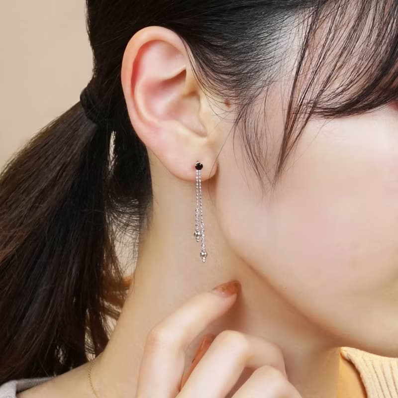 【Palette】 雙鏡面耳環墜飾 (10K 白金)