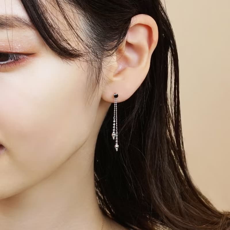 【Palette】 雙鏡面耳環墜飾 (10K 白金)