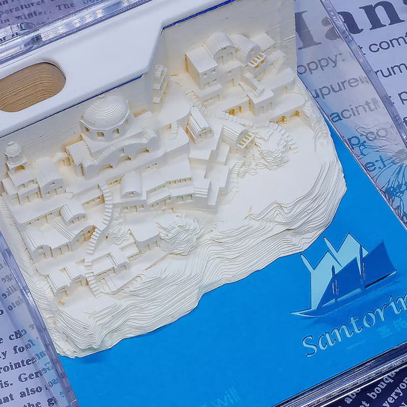 聖托里尼 Santorini 3D立體鐳射紙雕 趣味便條紙 留言卡