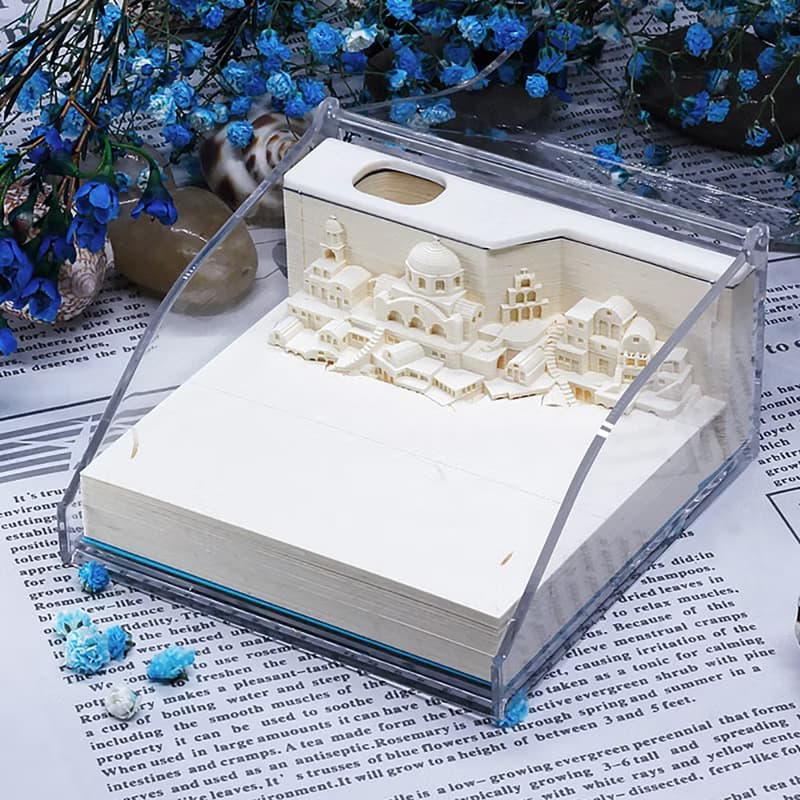 聖托里尼 Santorini 3D立體鐳射紙雕 趣味便條紙 留言卡