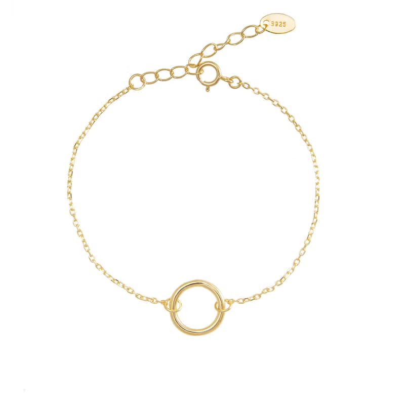 Round Silver 18K Gold Plated Bracelet 圓圈純銀鍍18K金手鍊