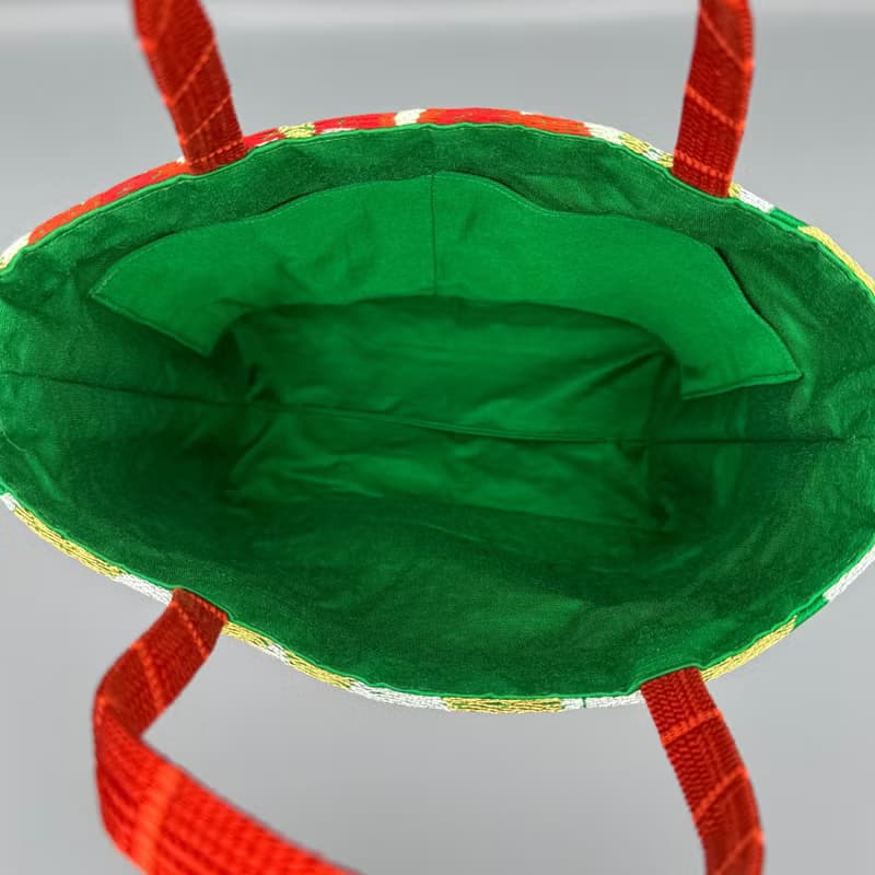 着物 帯 帯締め リメイク トートバッグ ハンドメイド 緑