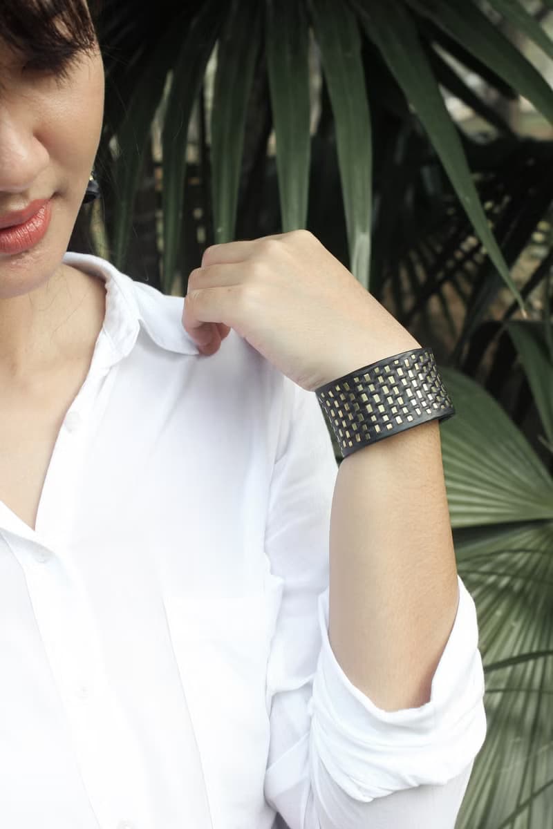 Pagoda Cuff  Bracelet (unique, handmade, leather bracelet , 2024)