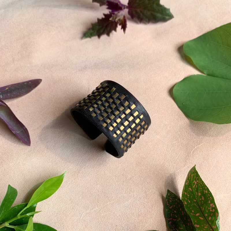 Pagoda Cuff  Bracelet (unique, handmade, leather bracelet , 2024)