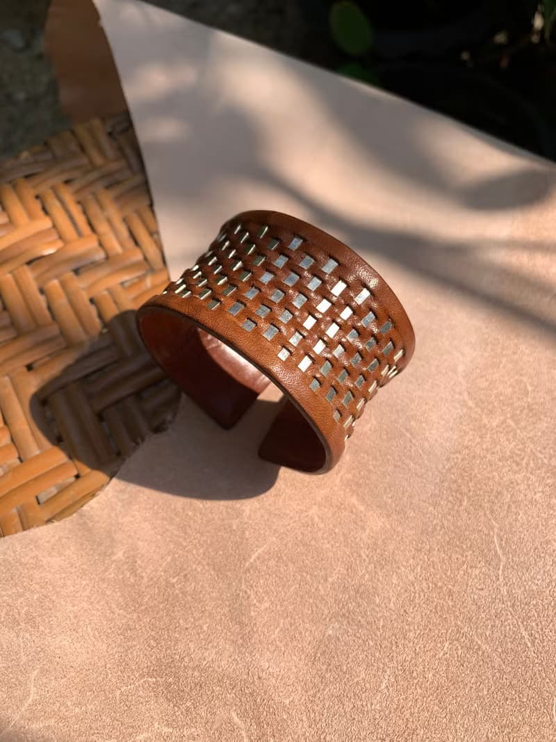 Pagoda Cuff  Bracelet (unique, handmade, leather bracelet , 2024)