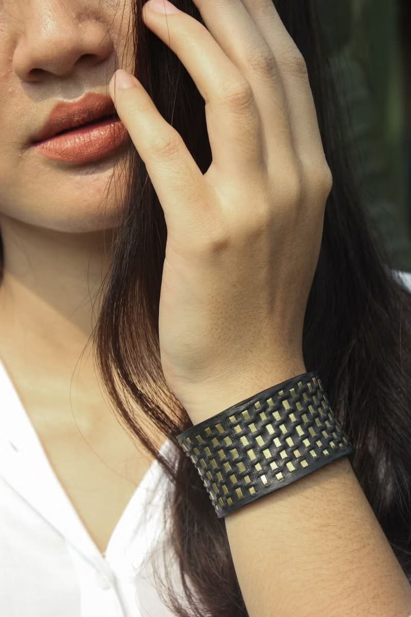 Pagoda Cuff  Bracelet (unique, handmade, leather bracelet , 2024)