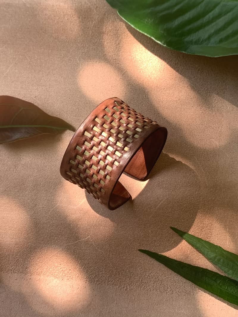 Pagoda Cuff  Bracelet (unique, handmade, leather bracelet , 2024)
