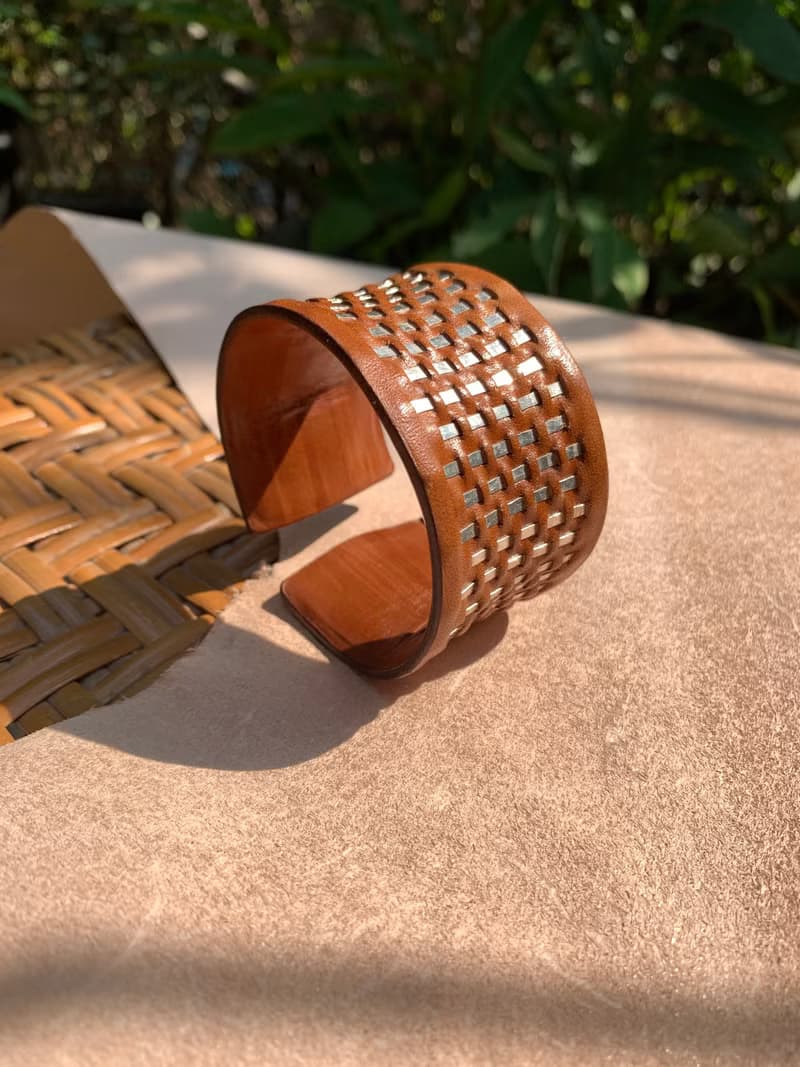 Pagoda Cuff  Bracelet (unique, handmade, leather bracelet , 2024)