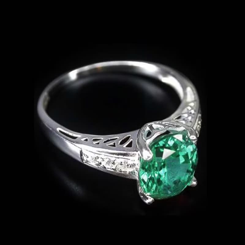 Green natural topaz ring silver sterling 925 size 7.0 free resize