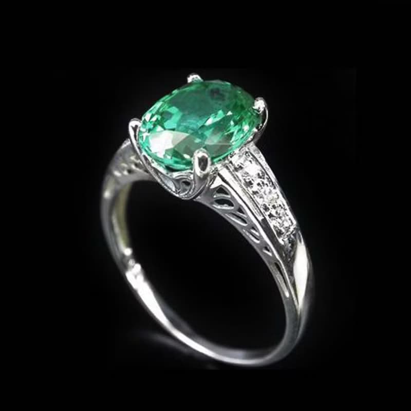 Green natural topaz ring silver sterling 925 size 7.0 free resize