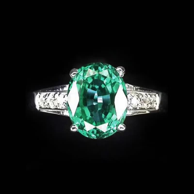 Green natural topaz ring silver sterling 925 size 7.0 free resize