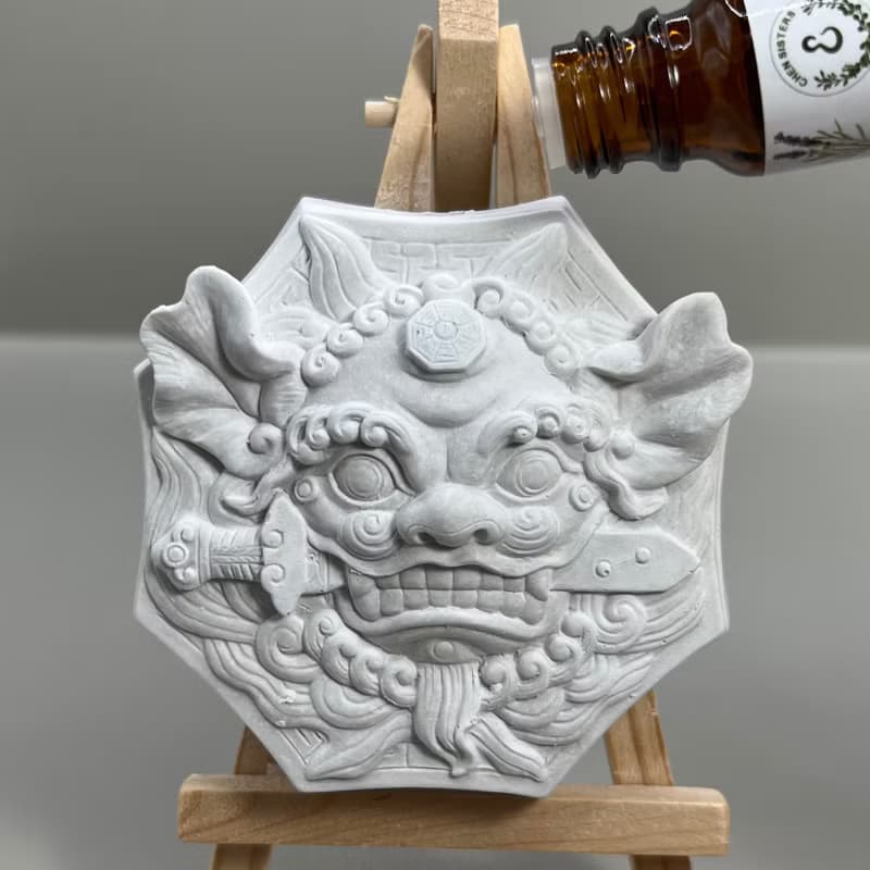 清水模軟裝設計 八卦獅(獅咬劍) 香氛擺件 水泥軟裝 附木架