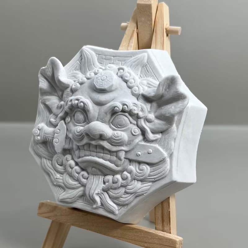 清水模軟裝設計 八卦獅(獅咬劍) 香氛擺件 水泥軟裝 附木架