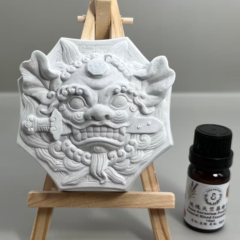 清水模軟裝設計 八卦獅(獅咬劍) 香氛擺件 水泥軟裝 附木架