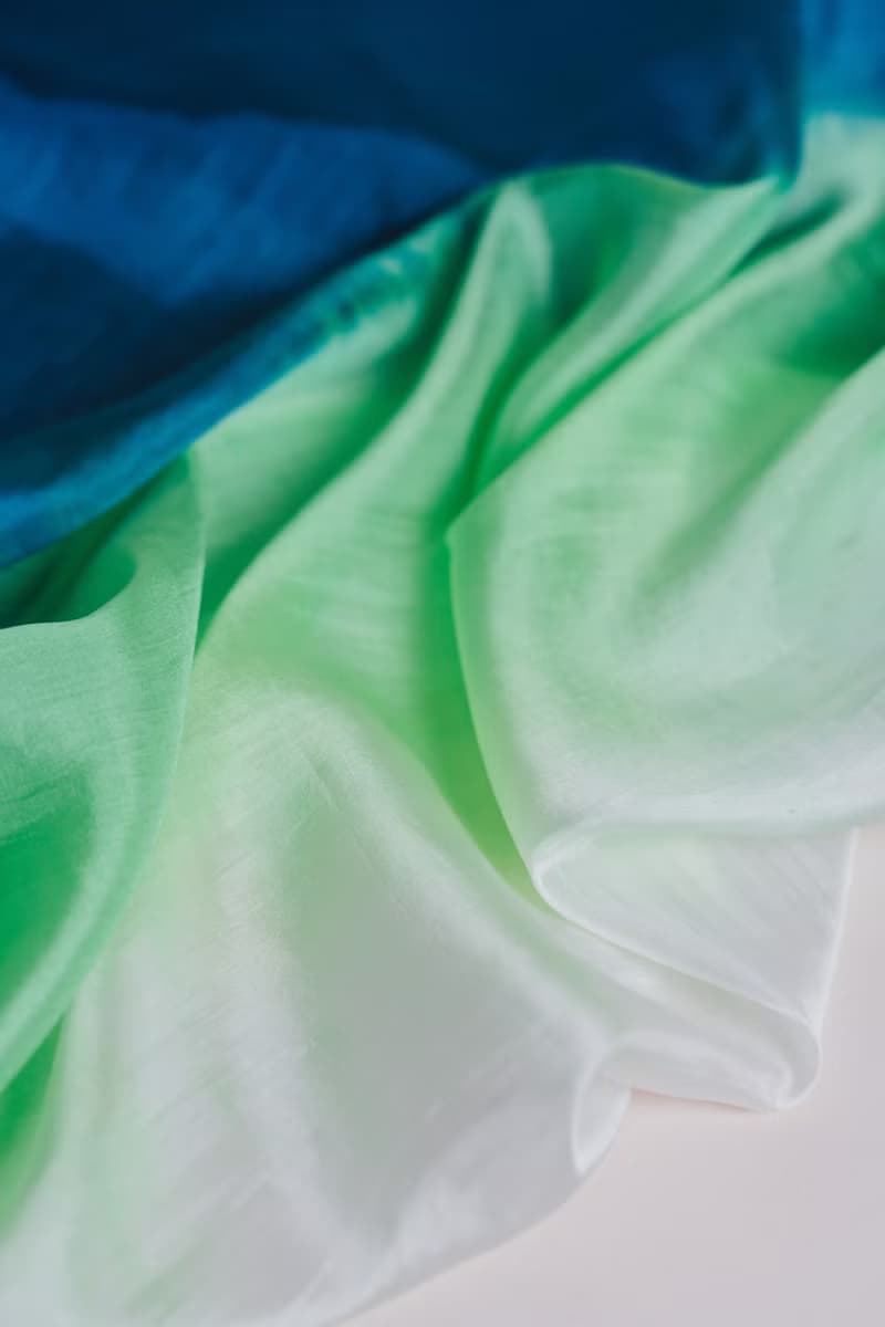 100% Mulberry Silk Scarf – Hand Dyed, Lightweight, Blue Green Ombre