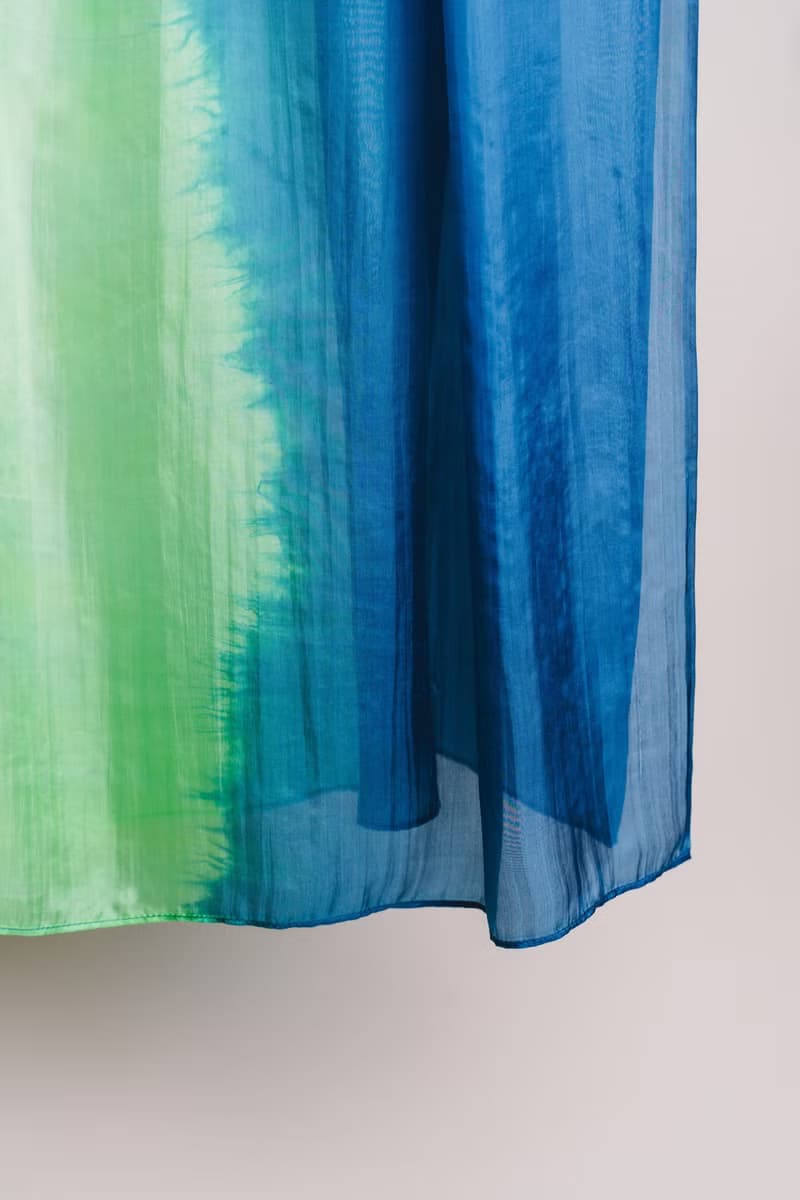 100% Mulberry Silk Scarf – Hand Dyed, Lightweight, Blue Green Ombre