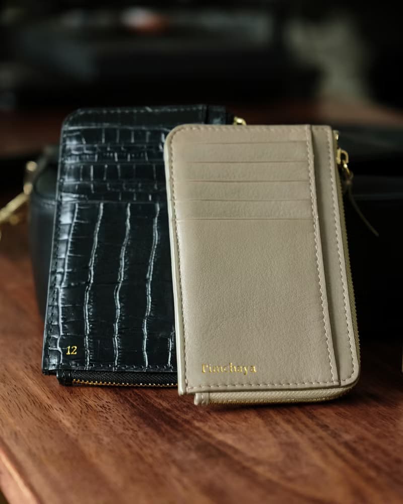 L-Zippy 卡片持有者錢包 - 珍珠白 (真皮皮夾) - 個性化錢包