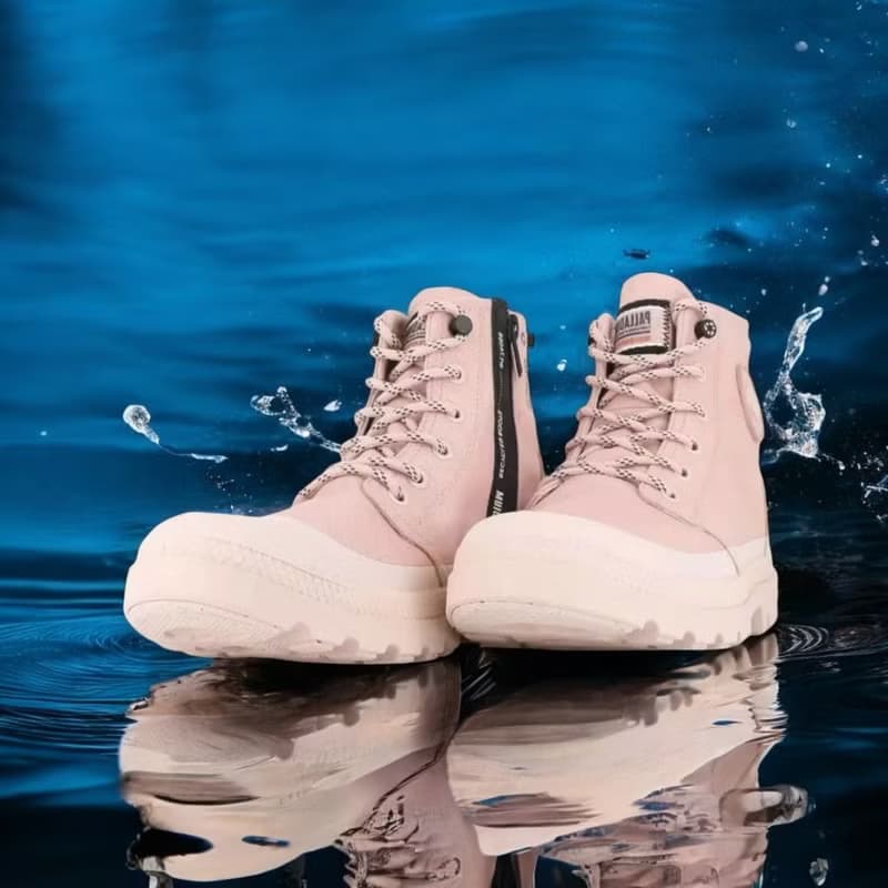 PALLADIUM PAMPA RECYCL LT+ WP+ 拉鍊防水靴 桃粉 74066