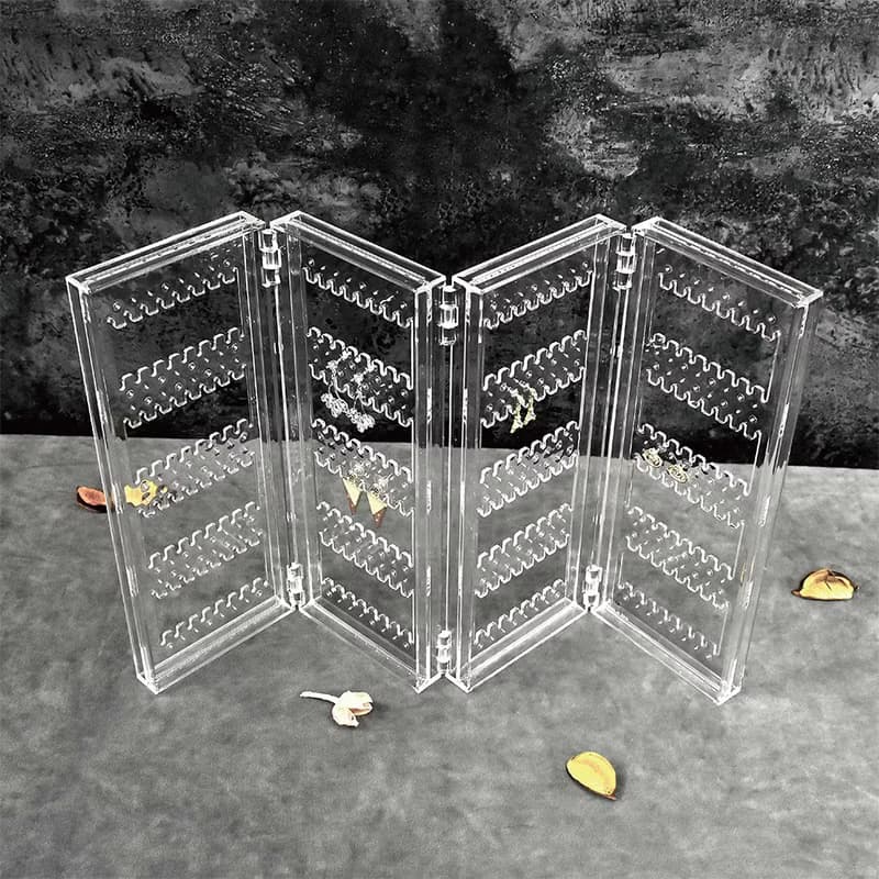 【美的空間】256孔折疊式耳環收納透明壓克力展示架