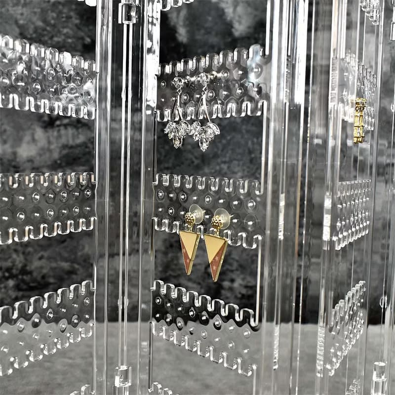 【美的空間】256孔折疊式耳環收納透明壓克力展示架