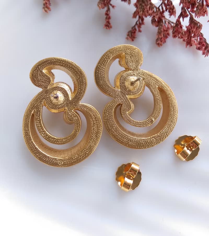 Vintage Jewelry 西洋古董飾品 AVON 啞光 霓光 花體  針式耳環
