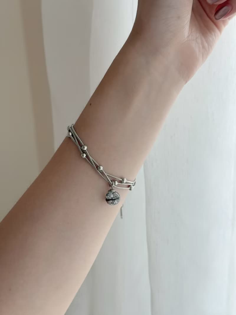 鈦鋼材質 雙鍊條手鍊 胎毛手鍊