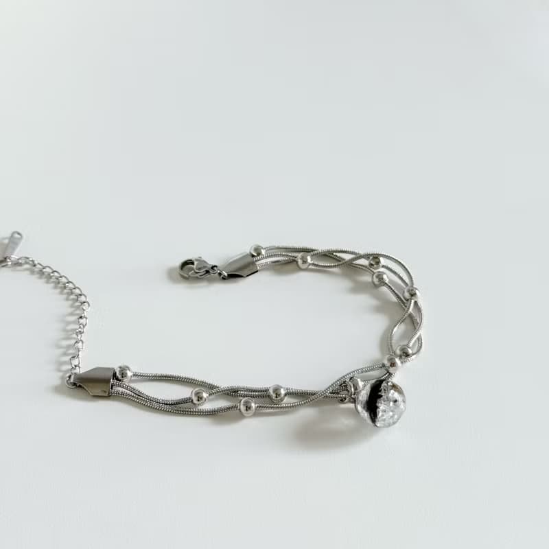 鈦鋼材質 雙鍊條手鍊 胎毛手鍊