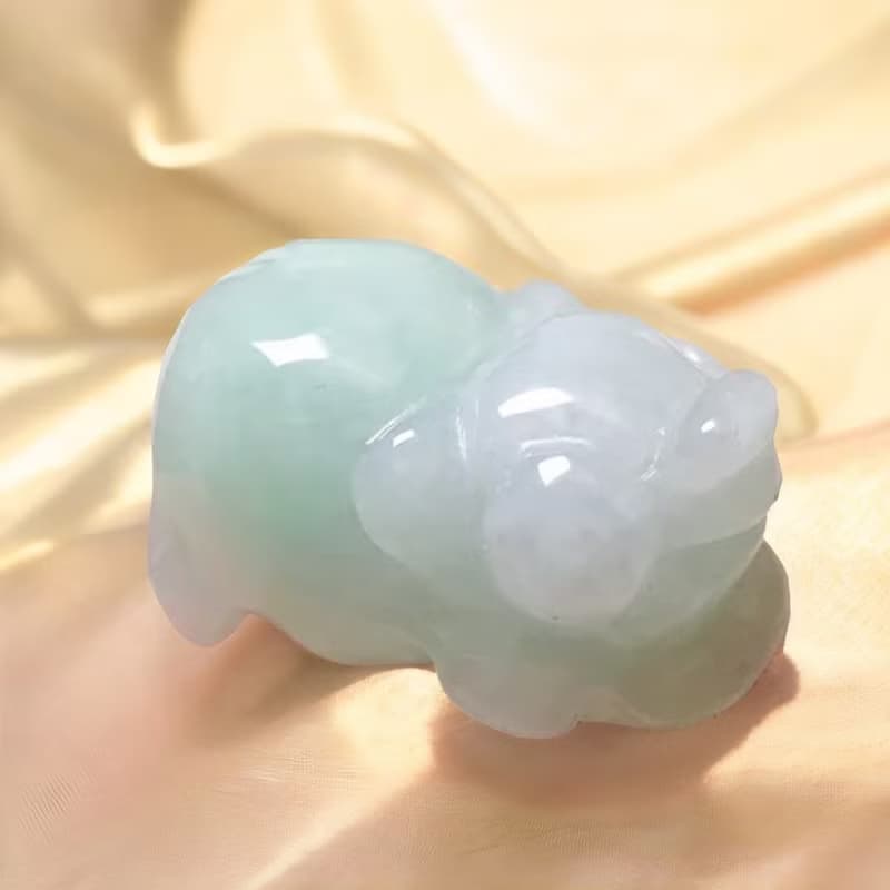 果綠翡翠小豬擺飾 | 天然緬甸玉A貨翡翠 | 送禮