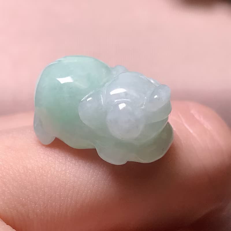 果綠翡翠小豬擺飾 | 天然緬甸玉A貨翡翠 | 送禮