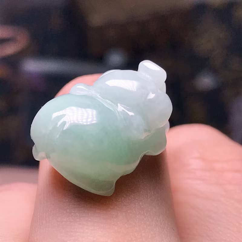 果綠翡翠小豬擺飾 | 天然緬甸玉A貨翡翠 | 送禮