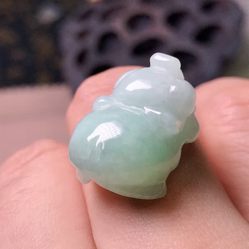 果綠翡翠小豬擺飾 | 天然緬甸玉A貨翡翠 | 送禮