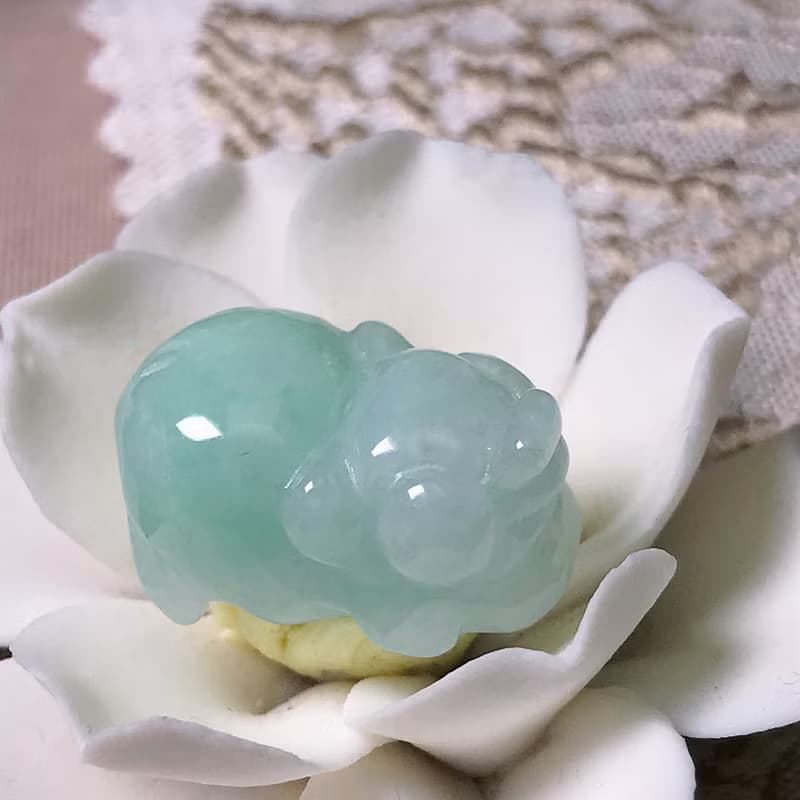 果綠翡翠小豬擺飾 | 天然緬甸玉A貨翡翠 | 送禮