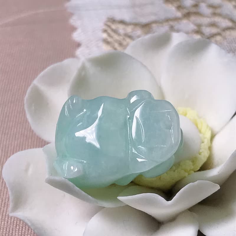 果綠翡翠小豬擺飾 | 天然緬甸玉A貨翡翠 | 送禮
