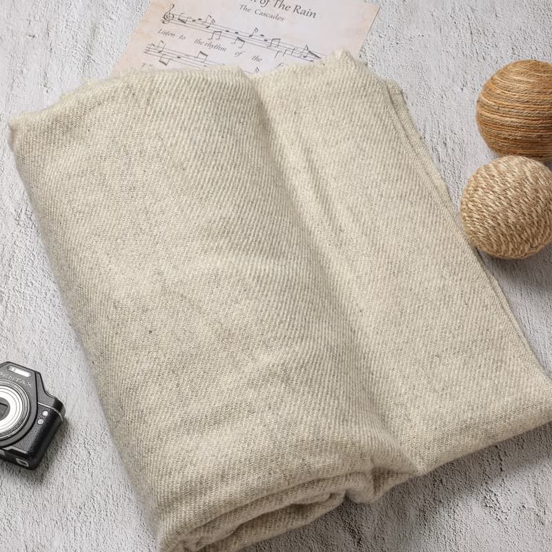 【毯子】喀什米爾羊毛大毯子/披肩 原色無染淺米灰 柔軟保暖