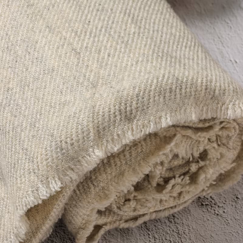 【毯子】喀什米爾羊毛大毯子/披肩 原色無染淺米灰 柔軟保暖