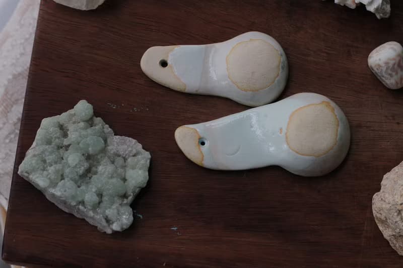 純手捏淡藍色小鳥形象陶瓷湯匙/陶匙(1對)