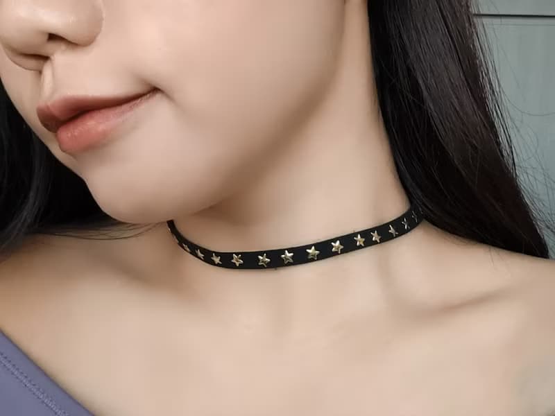 小金星 黑色麂皮絨choker 短項鍊 極簡美式風