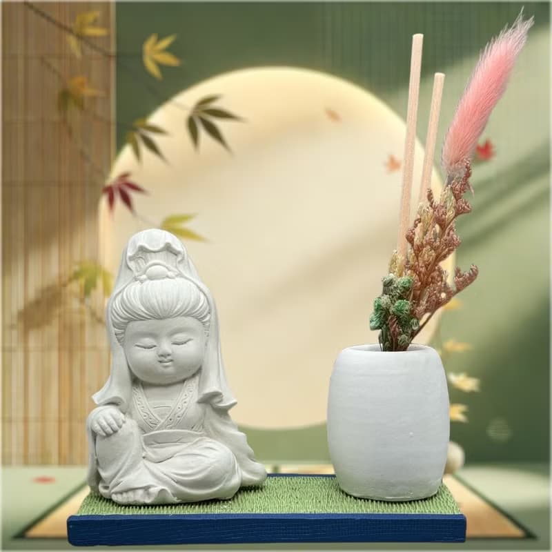 禪風設計 仿真榻榻米版香氛組 淨念吉祥之觀音 居家涼感提升