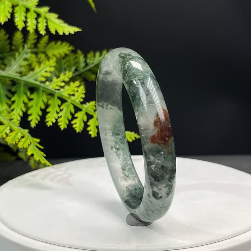 精品 紅綠幻影幽靈水晶手鐲 60MM 冰透異象石英手環 改善人際關系