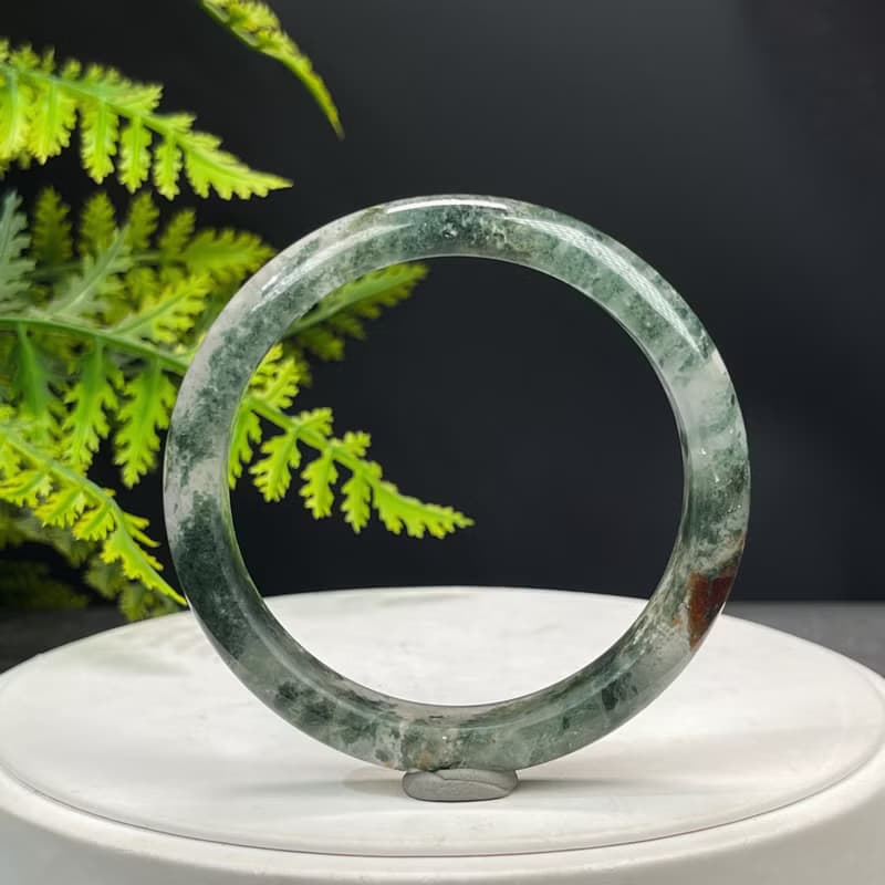 精品 紅綠幻影幽靈水晶手鐲 60MM 冰透異象石英手環 改善人際關系