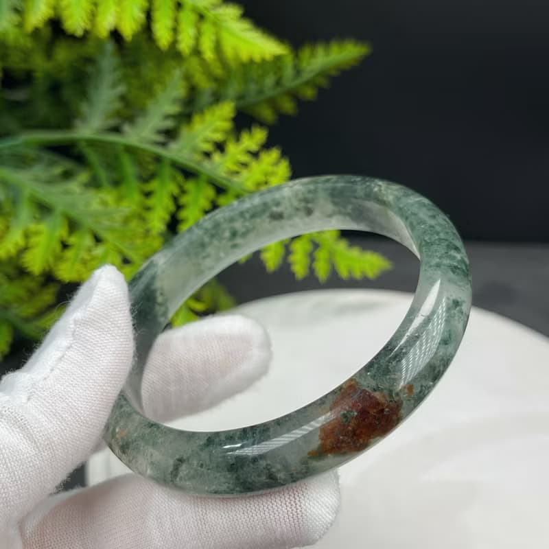 精品 紅綠幻影幽靈水晶手鐲 60MM 冰透異象石英手環 改善人際關系