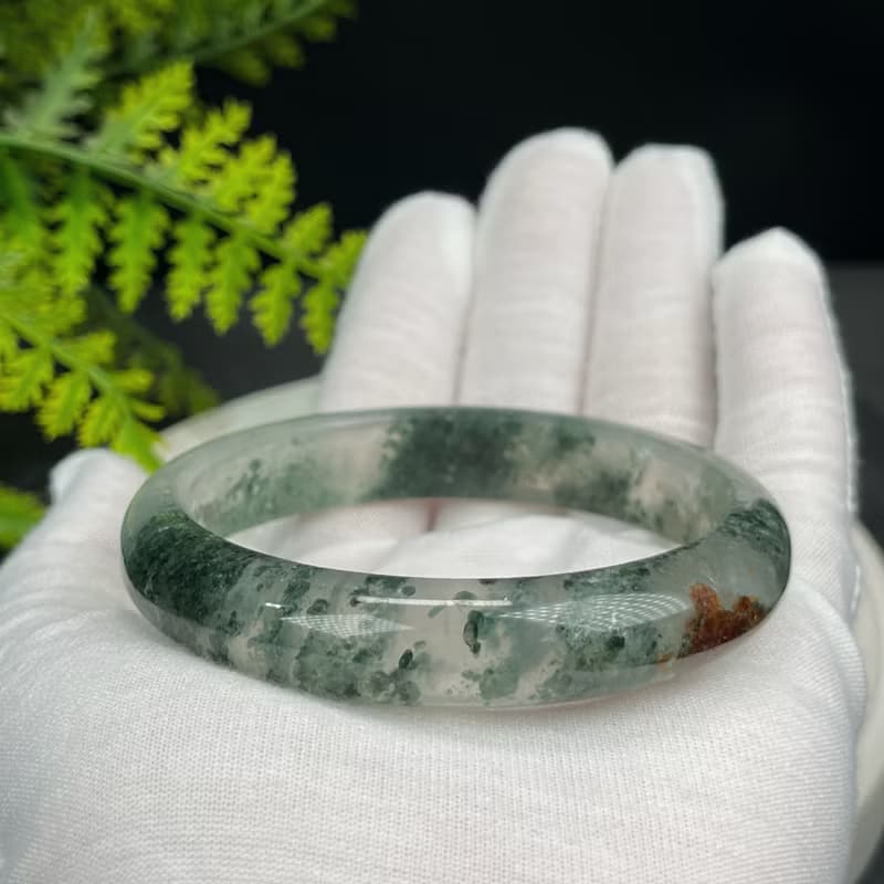 精品 紅綠幻影幽靈水晶手鐲 60MM 冰透異象石英手環 改善人際關系