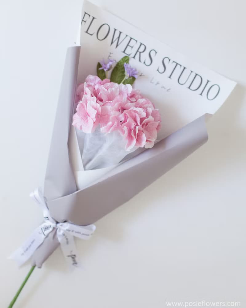 Paper Single PINK HYDRANGEA  mini Bouquet | Aroma Handmade Gift