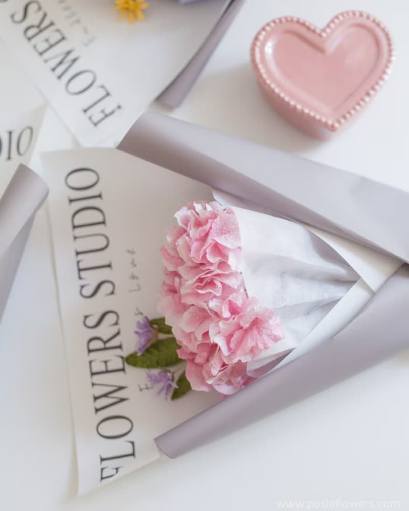 Paper Single PINK HYDRANGEA  mini Bouquet | Aroma Handmade Gift