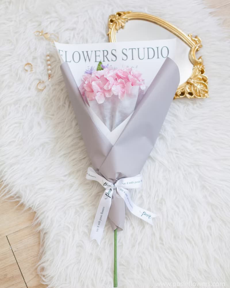 Paper Single PINK HYDRANGEA  mini Bouquet | Aroma Handmade Gift