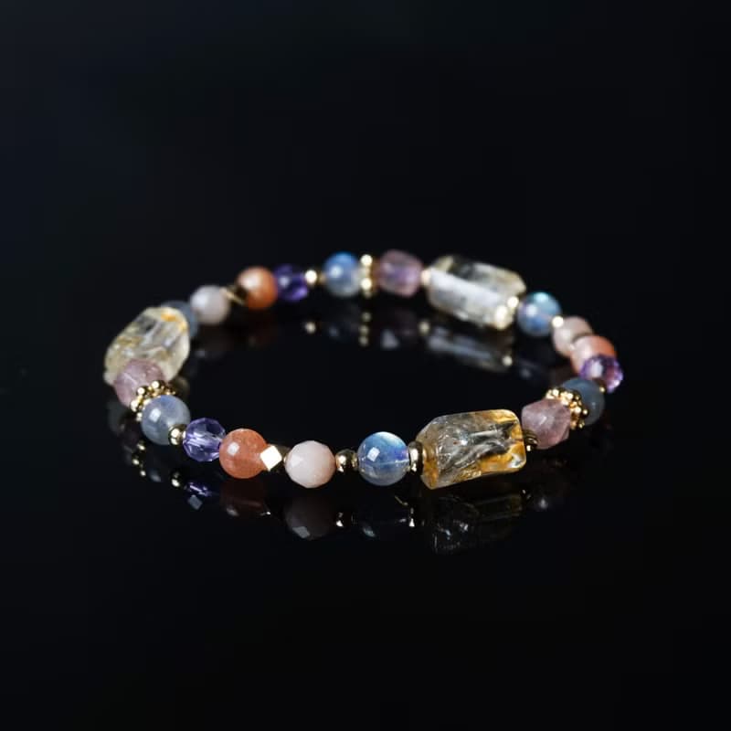 公主的糖果罐 // 黃水晶拉長石草莓晶太陽石 手鍊 // 豐盛招財