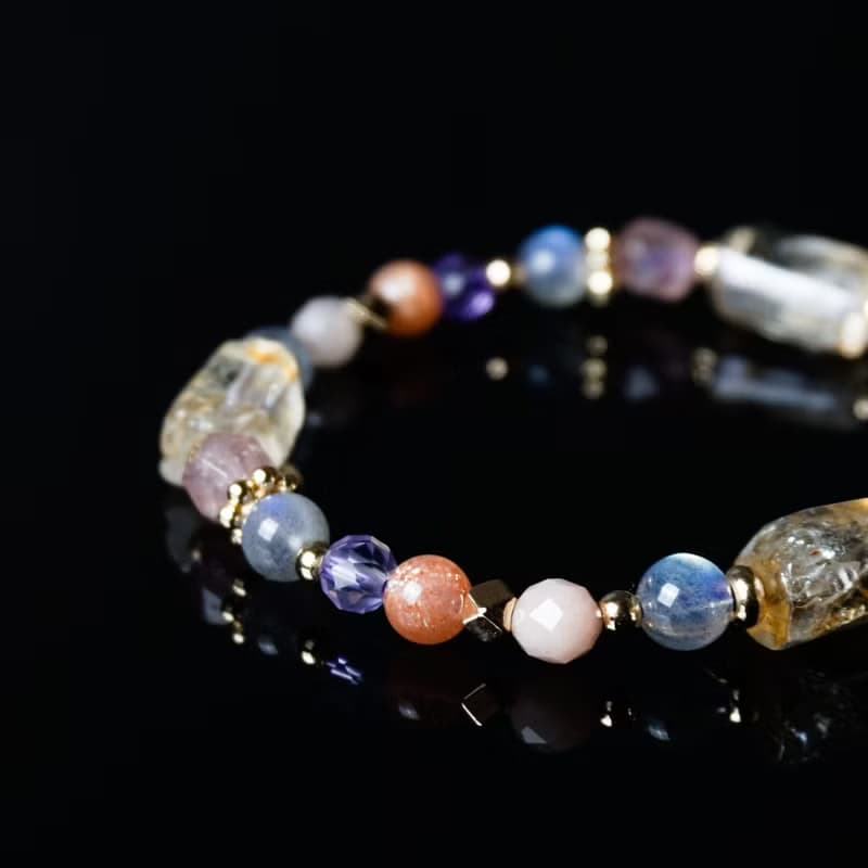 公主的糖果罐 // 黃水晶拉長石草莓晶太陽石 手鍊 // 豐盛招財