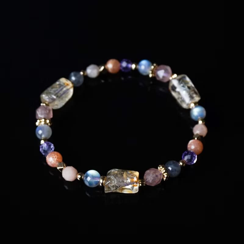 公主的糖果罐 // 黃水晶拉長石草莓晶太陽石 手鍊 // 豐盛招財