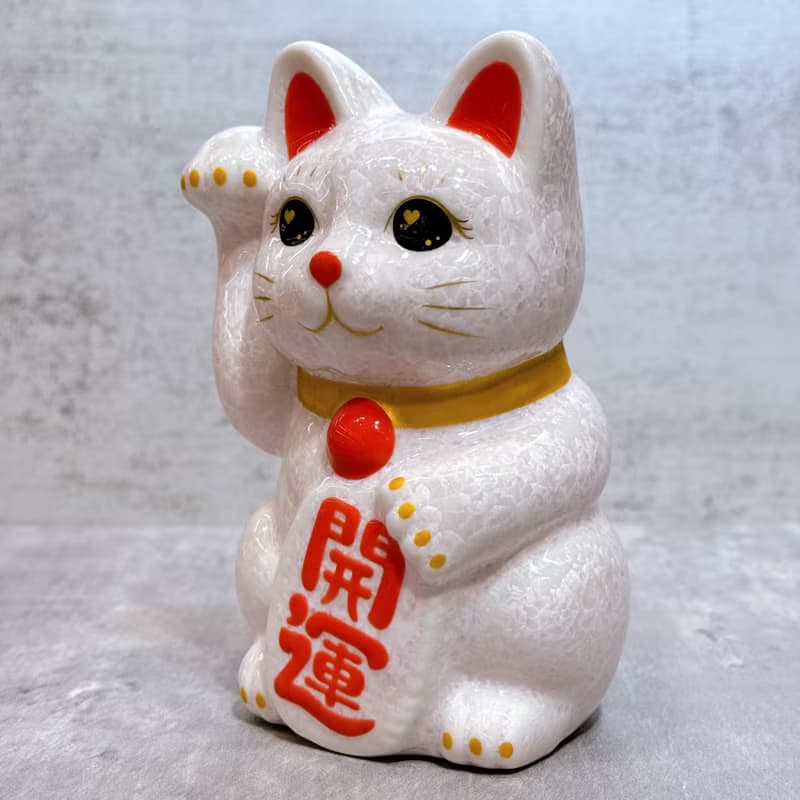【福粉綻華】日本清水燒招財貓 | 花結晶 粉 - 開運 右